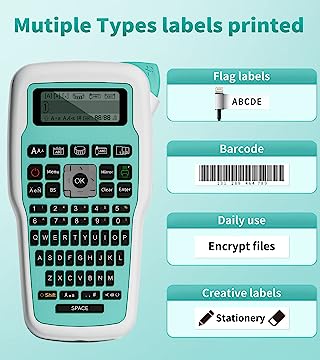 Vixic E1000 QWERTY Keyboard Label Maker Machine with Tape