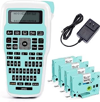 Vixic E1000 QWERTY Keyboard Label Maker Machine with Tape