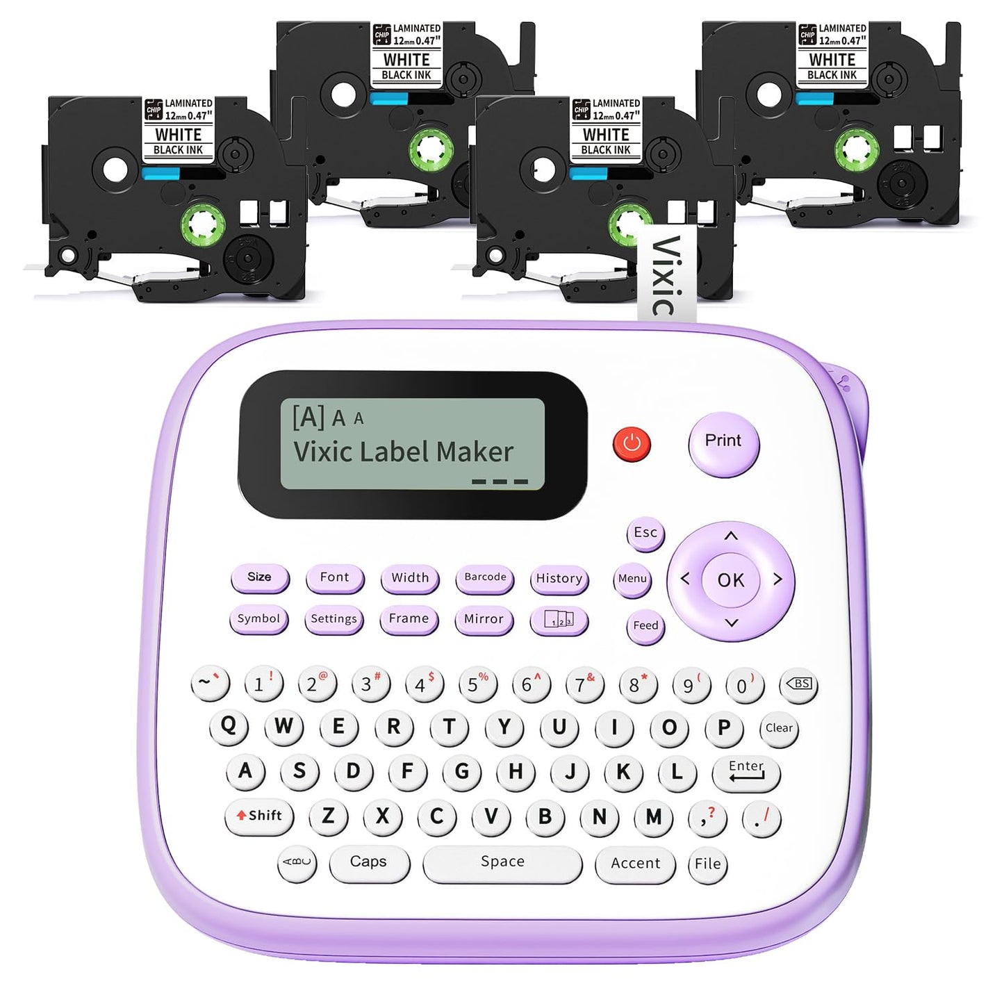 Vixic Label Maker Machine with Tapes, D210S Portable Label Maker, Label Maker Machine with USB-C for Power, Labeler Features Chain Print to Reduce Label Wastes for Home Kids Items Office Organization