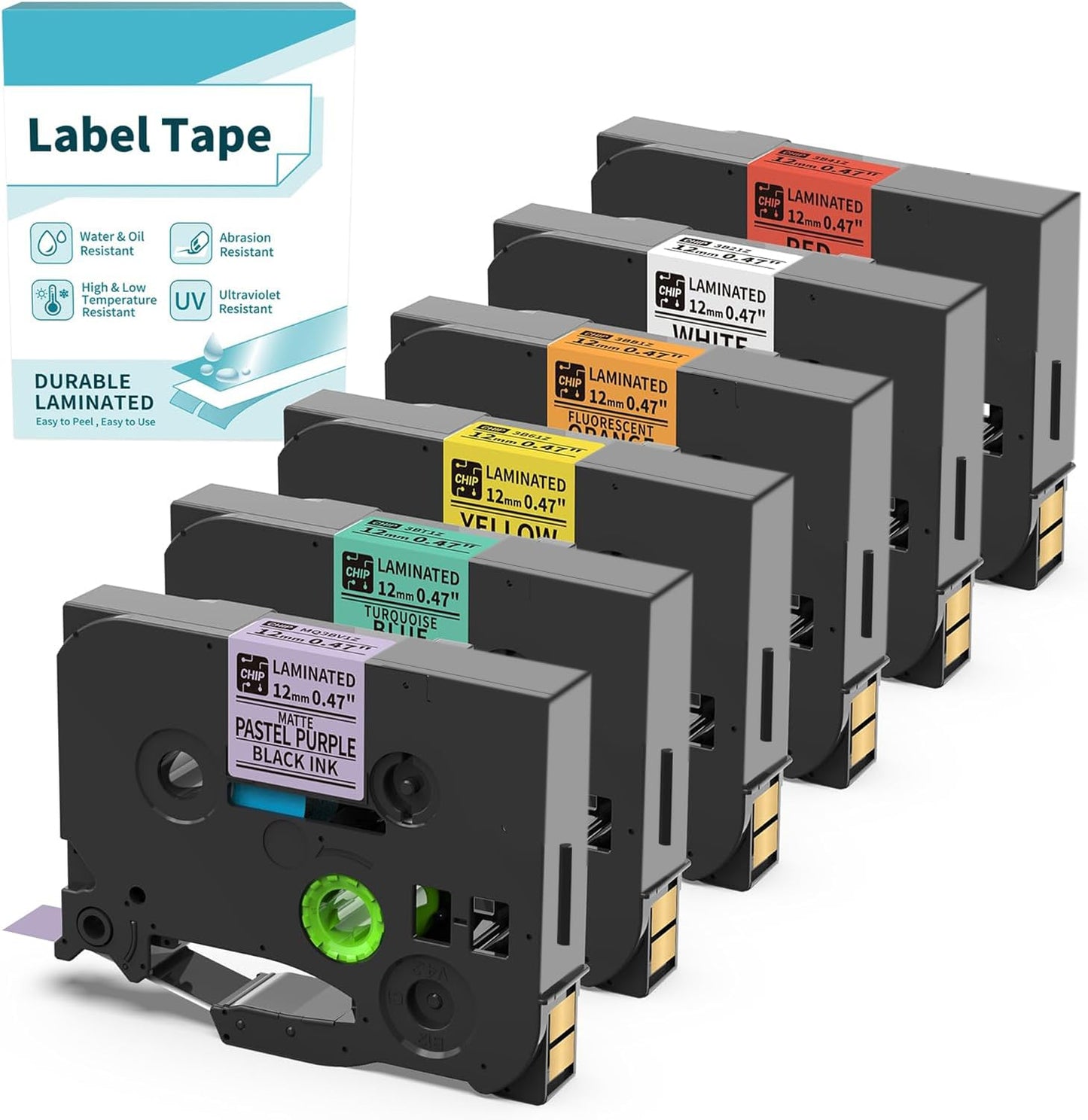 Vixic BZ Tape Laminated Color 12mm 0.47 Inch H1100 D210S E1000 P780BT D480BT P3200 Label Maker Tape Compatible with Brother P Touch Label Tape TZe Tz for PT-H100 H110 D200 PT-P700 PT-P750W PT-D210