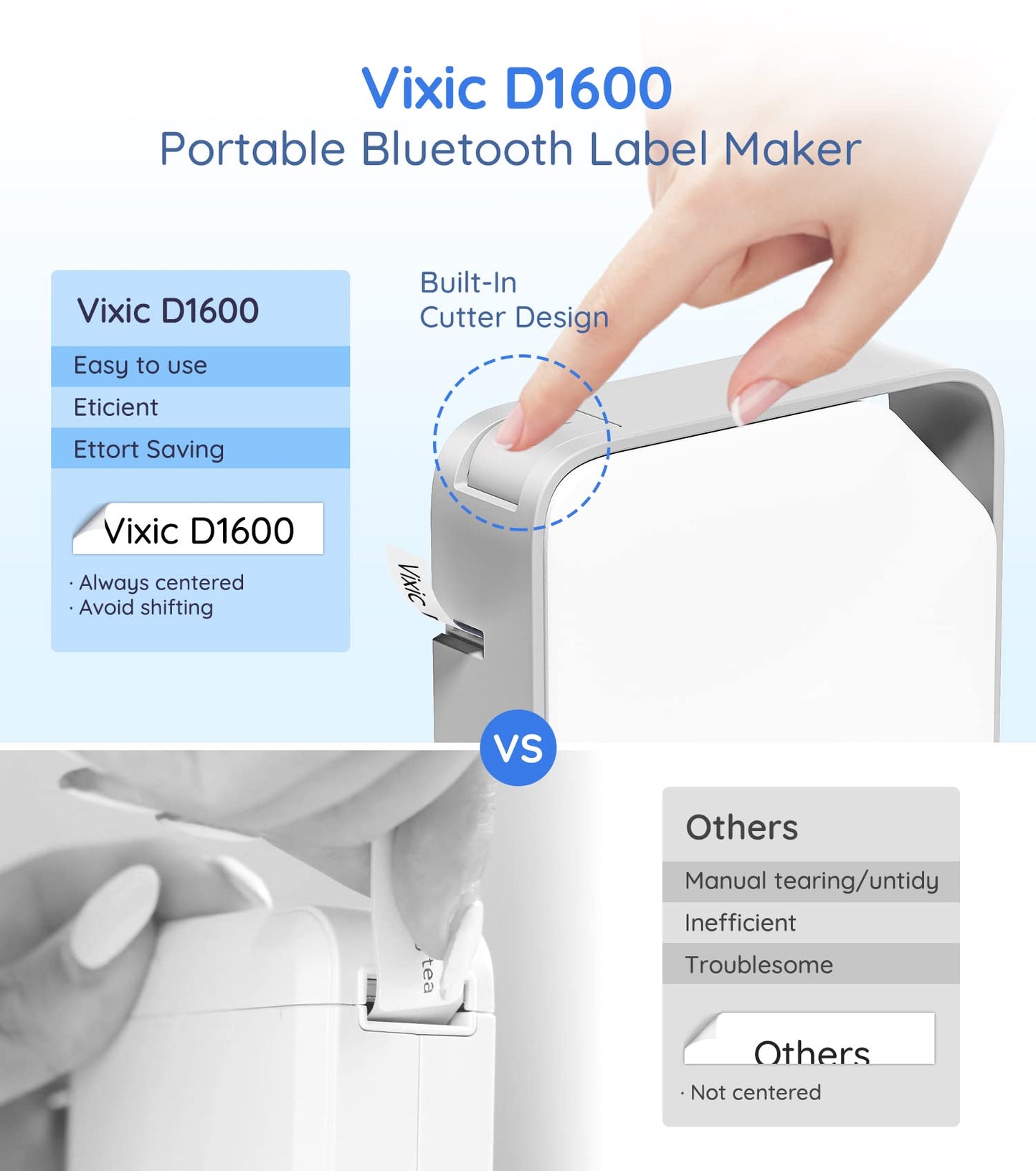 Vixic D1600 Bluetooth Label Maker Machine with  4 Tapes, Gray