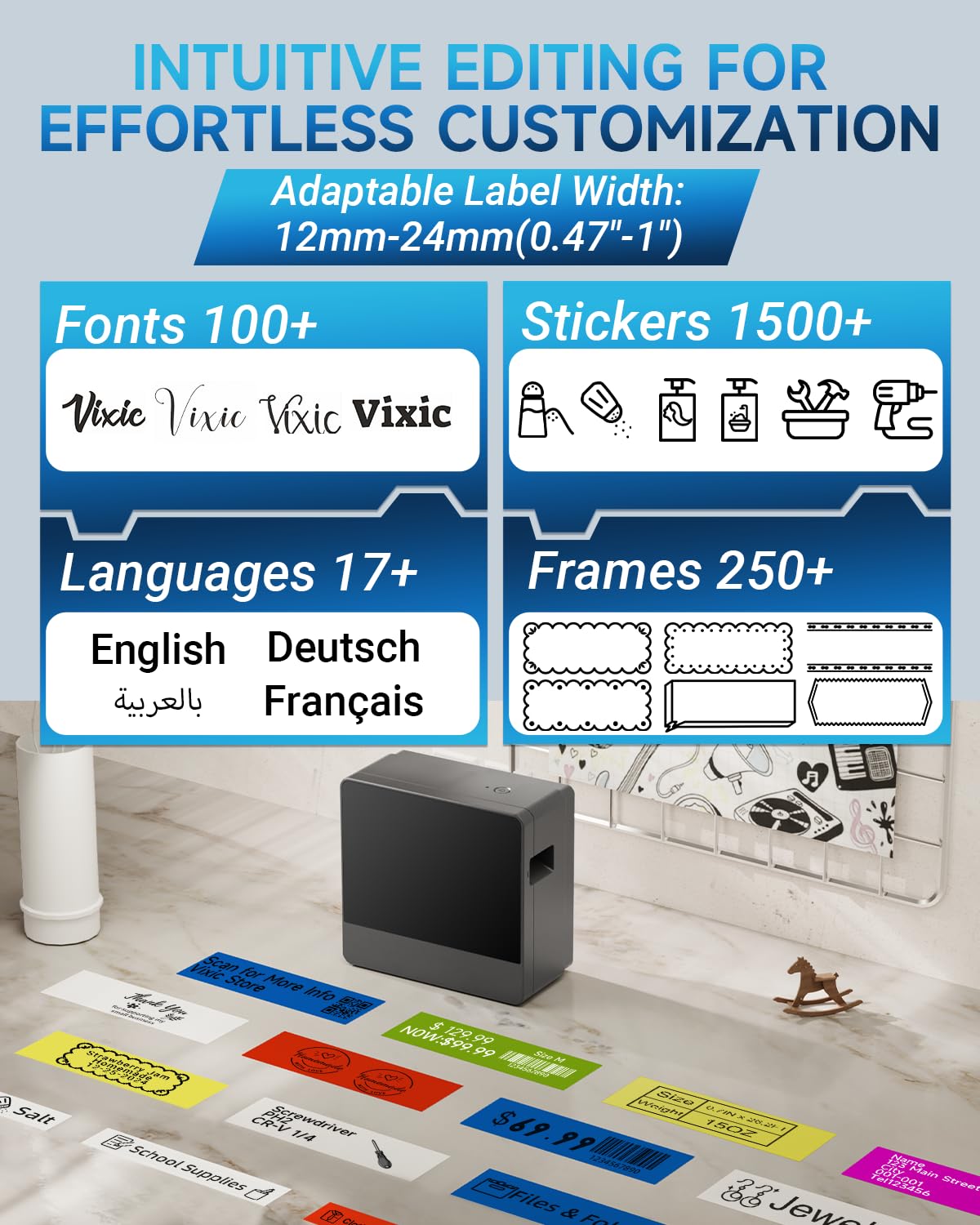 Label Maker Machine, P780BT Portable Label Printer Rechargeable Labeler With Bluetooth & PC Connectable