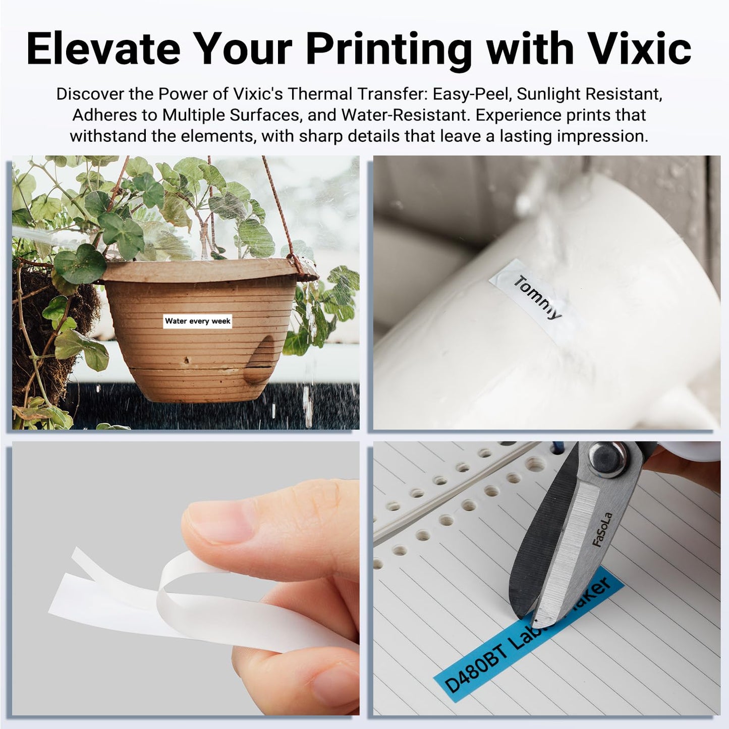 Vixic Label Printer D480BT Business PC Connectable Label Maker Machine with Tape Connect and Create via Bluetooth, Handheld, Rechargeable 18mm Keyboard Label Maker for Office Organization