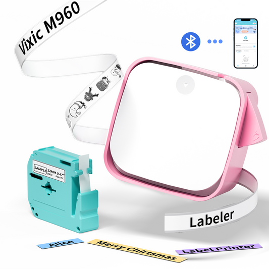 Bluetooth Label Maker Machine with Tape, Small Label Printer, Pink